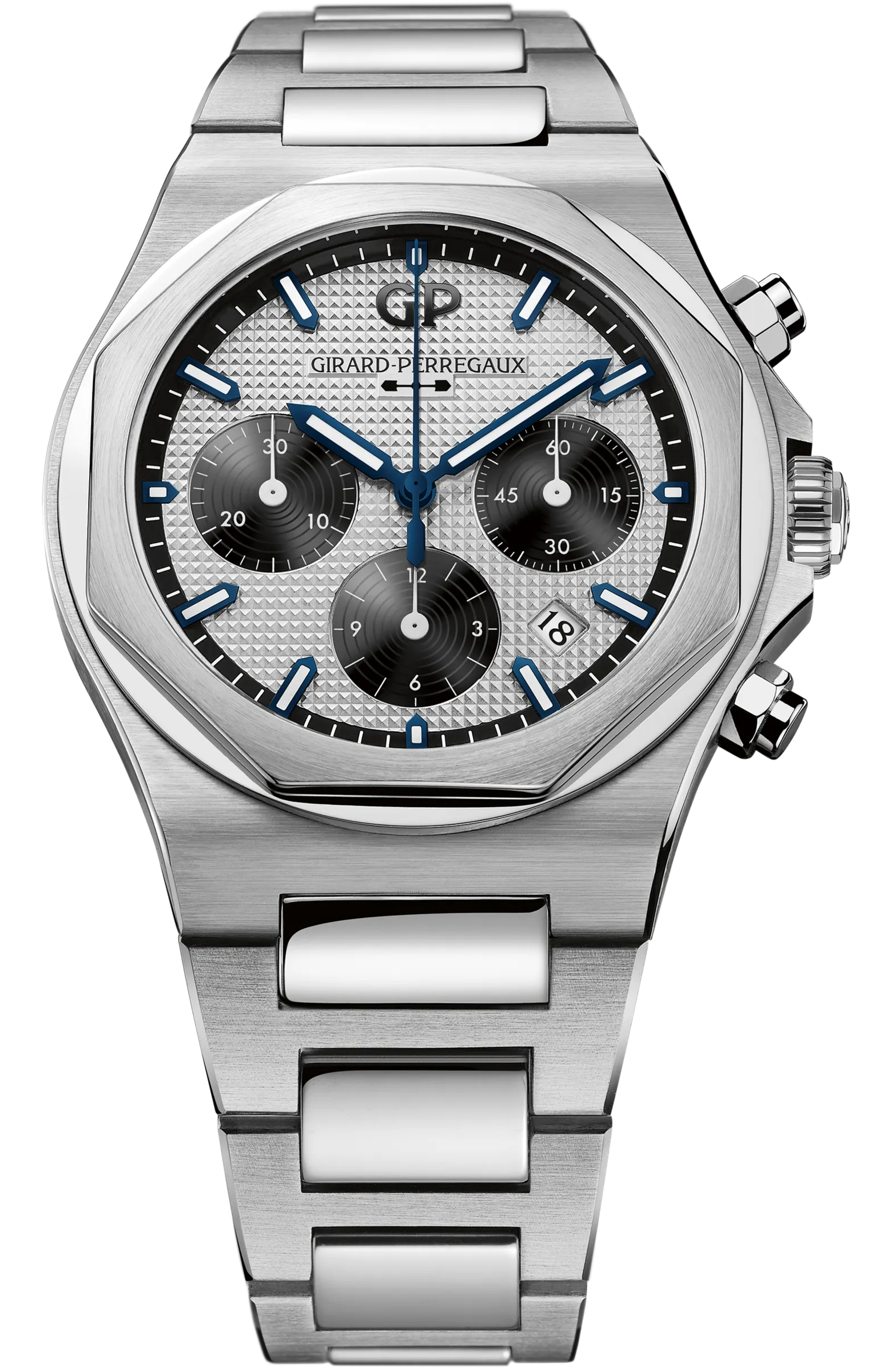 Girard-Perregaux Laureato Chronograph 38mm Ref. 81020-11-131-11A, silver dial, steel case