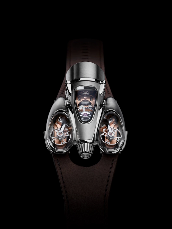 MB&F Horological Machine No. 9 Flow Ref. 90.TL.RB, silver dial, titanium case