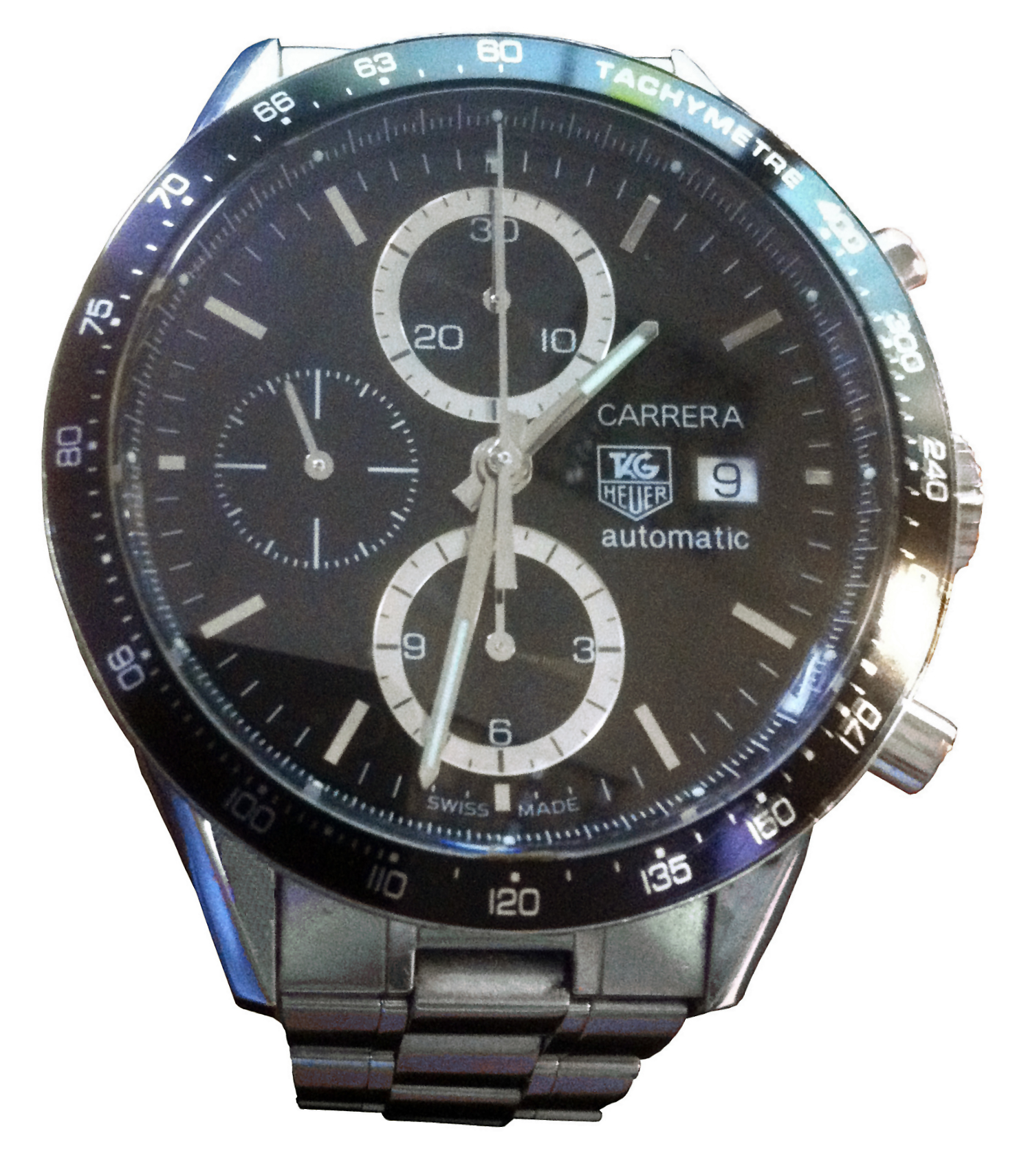 TAG Heuer Carrera Date Calibre 5, Ref. WAR201C.BA0723, silver dial, steel case