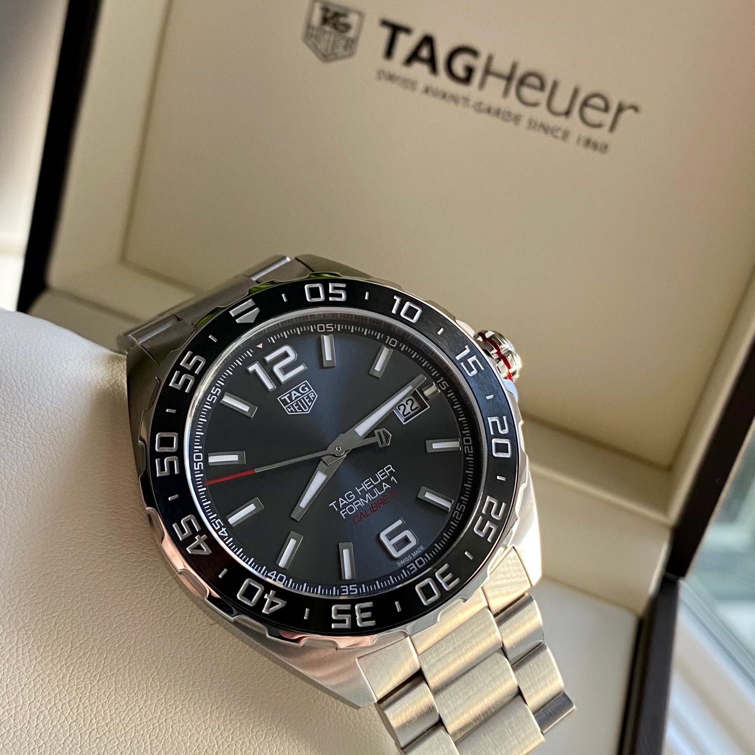 TAG Heuer Formula 1 Calibre 5 Date, Ref. WAZ2010.BA0842, black dial, steel case